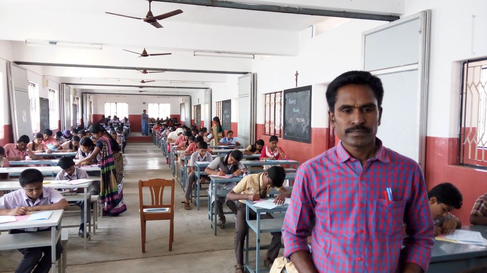 Students appearing for the Sri Sai Olympiads examination